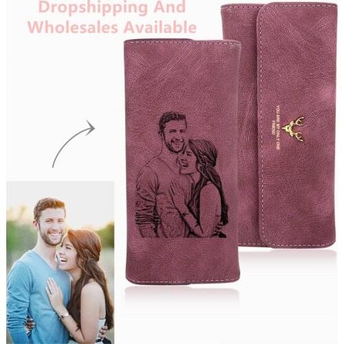 Valentines day Gifts Womens Photo Engraved Trifold Photo Wallet,Custom Photo Wallet ,Personalized Photo Wallet