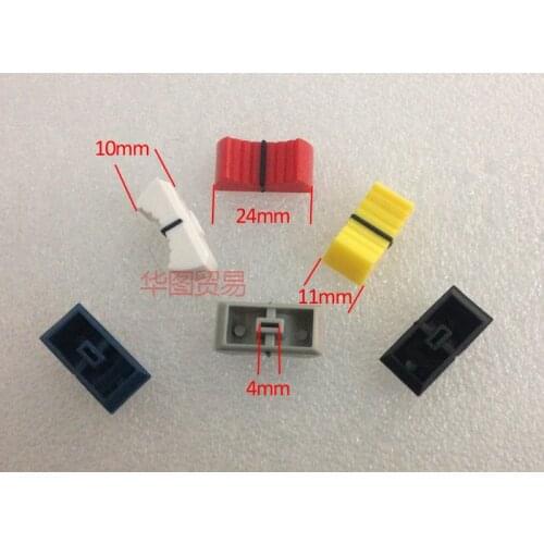 100pcs For Yamaha behringer Soundcraft Mixer Fader Cap / Potentiometer Knob Push Cap / Straight Slide Cap 4MM 24x11x10mm