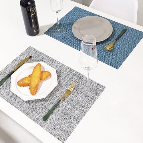 Kitchen Accessories Placemats 45X30cm Washable PVC Dining Table Mat Linen Heat Insulation Teslin Non-slip Dining Place Mats Pads