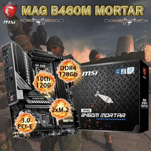 LGA 1200 Motherboard 10th-Gen CPU MSI MAG B460M MORTAR DDR4 128GB M.2 PCI-E 3.0 Placa-mãe 1200 Desktop Micro ATX Intel B460 New