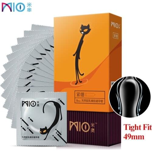 MIO Close Fit Condom 49mm Small Size Tight Delay Lubricating Ultra Thin Natural Rubber Latex Penis Sleeve Intimate Goods Sex Toy
