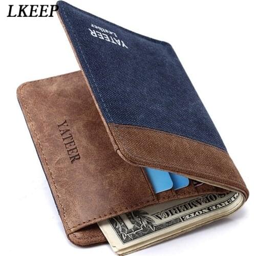 Fashion Mens Wallets Denim Canvas Mens Wallet Purses Short Mini Small Purse Male Money Purse Photo Coin Card Holder