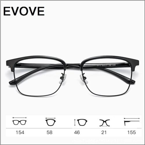 Evove Oversized Eyeglasses Frames Male Women Semi Rimless Square Glasses for Men Large Face Big Spectacles for Reading Optical