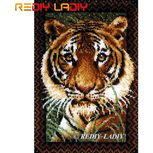 Latch Hook Kit Make Your Own Rug King of Beast Tapestry Crochet Cushion Mat DIY Carpet Rug Set Pre-Printed Canvas Hobby & Crafts