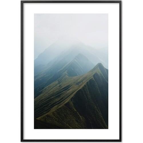 Nordic Modern Mountain Fog Landscape Photography Nordic Wall Art Paper Painting Landscape Wall Pictures For Living Room Decor