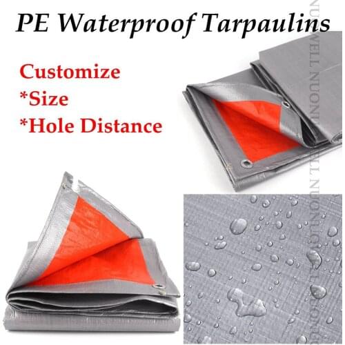 Customize Size 0.32mm PE Rainproof Tarpaulin Sunshade Tarp Waterproof Truck Car Cover Double Side Sliver Layer Lightweight Tarp