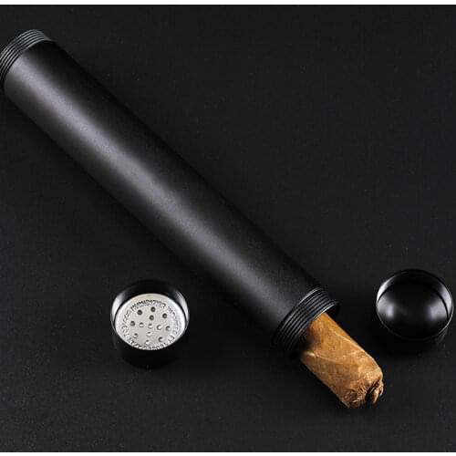 New 1pcs COHIBA Cigar Tube Black Classic Gadget Portable Aluminum Travel Cigar Case Humidor Holder MINI Cigar Accessories