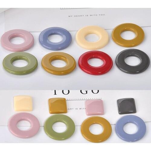 New style 50pcs/lot 29mm color printing geometry Hollow rounds Circle shape resin beads diy jewelry earring pendant accessory