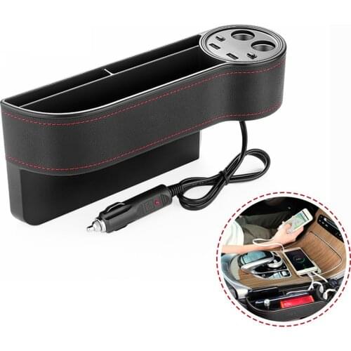 PU Leather Deelife Car Seat Gap Organizer Storage Box Crevice Slit Pocket Catcher Case Bag Cup Drink Holder Auto USB Charger