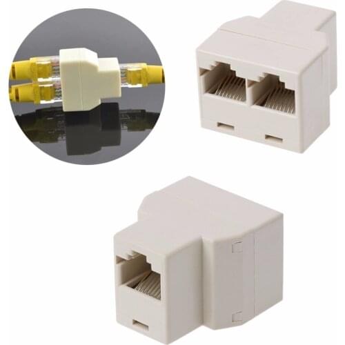 OOTDTY RJ45 CAT5 CAT5E Network Ethernet 1to2 Connector Adapter Deng