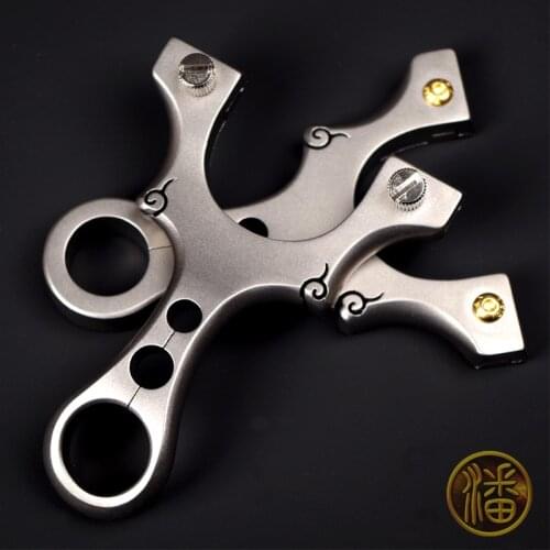 High Quality TC21 Titanium alloy Slingshot with Flat Rubber Bands Straight Recurve Slingshot for Outdoor Shooting Hunting