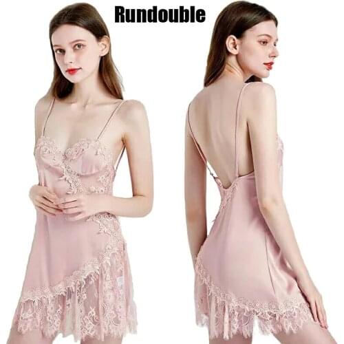 Pink Sexy Women Nightdress Princess Wind Puff Womens Summer Sleepwear Nightwear Lace Home Dress Nightgown Lingerie Nighty