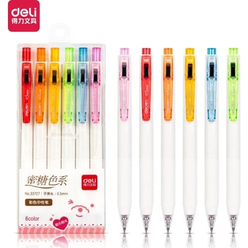 Deli 33727 Six colors mix gel pen 0.5mm bullet Creative Neutral Ink Pen Children Gift School Office Writing Supplies Stationery