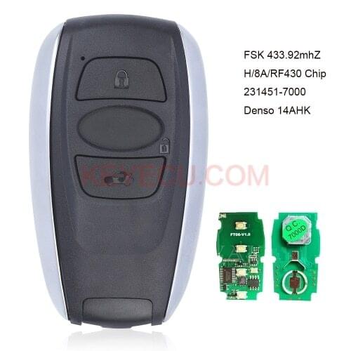 KEYECU 433MHz H/8A/RF430 Chip P1=F3 Denso 14AHK Keyless Entry Smart Key For Subaru Forester Legacy Impreza XV BRZ 2014 2015 2016