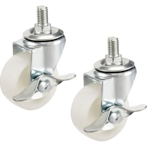 Uxcell Swivel Casters 2 Inch Nylon 360 Degree Caster Wheels White 66lb 2in w Brake M10 2x