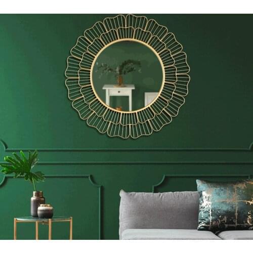 European Style Iron Hanging Mirror Furniture Decorative Mirror Background Wall Mirror Creative Mirror Living Room Decoration
