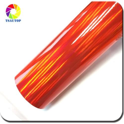 1.42*20M Air free bubbles Rainbow Laser Chrome Vinyl car vinyl chrome car wrap vinyl Red