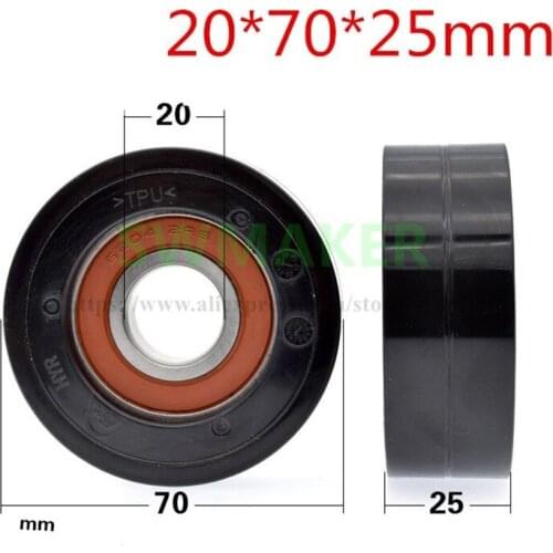 1pcs 20*70*25mm TPU Hard Rubber HYR Polyurethane Coated 6204 Bearing 7cm Roller Automobile Line Pulley