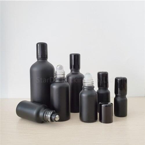 100pcs 5ml 10ml 15ml 20ml 30ml 50ml 100ml black Roll On Bottle for Essential Oils Refillable Perfume Bottle Deodorant Containers