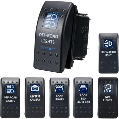 1pcs 12V 24V Car Boat Caravan Rocker Switches Waterproof Rocker Switch Dual Blue LED Light Bar 4x4