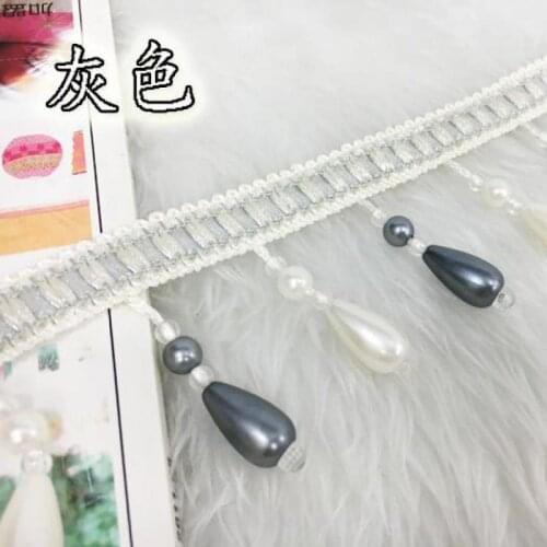13yard/lot Curtain Crystal Beads Pearl Lace Hanging Ear Tassel Fabric Decorative Accessories Lace Trims Decoration De Vetement