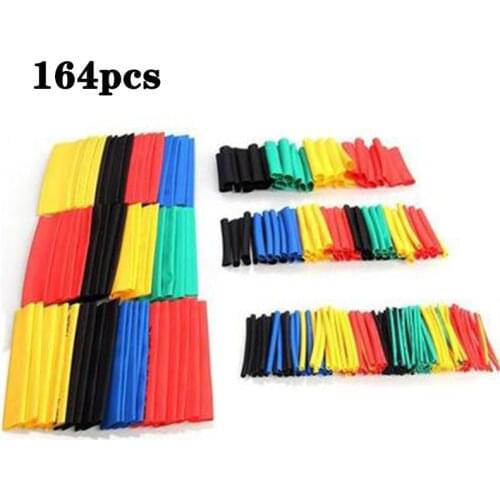 164PCS Heat Shrink Tubing Black 2:1 Assortment Car Cable Sleeving Wrap Wire Kit Useful cable Electrical Tube shrinkable tube