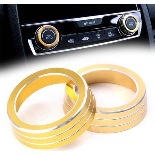 2Pcs For Honda Civic 2016 2017 Gold Air Vent Ring Cover Decoration Ring Car Accessories