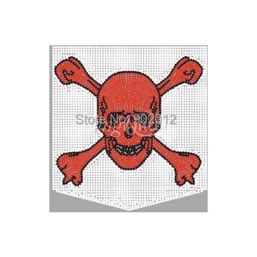 25PCS/LOT BlingQueen Korean Rhinestone Rhinestud Iron On Motif Skull Design