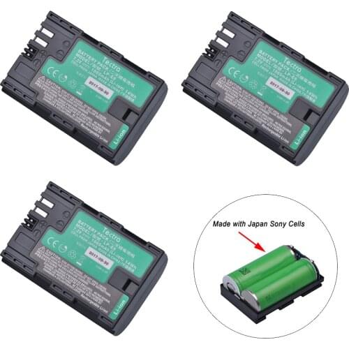 3Pcs LP-E6 LP-E6N High Quality Japan Cells Battery for Canon EOS 5DS 5D Mark II Mark III 6D 7D 60D 60Da 70D 80D