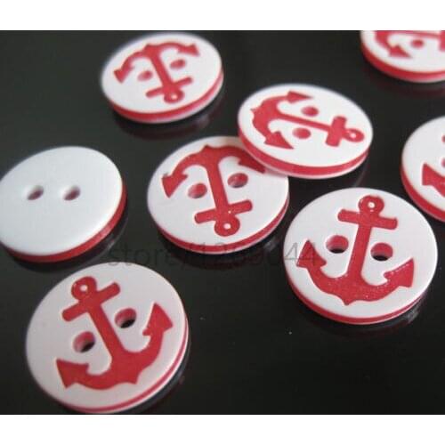 50pcs/lot red black Plastic Buttons For Clothing Scrapbooking Decorative Mixed Color Anchor Steering wheel Buttons