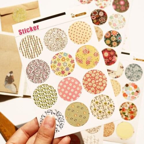 60pcs Round Vintage Floral Paper Sticker for Scrapbooking Decoration DIY Stationery Paper Label Gift Seal Sticker Kids Sticker