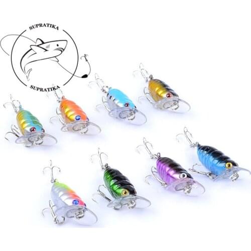 8Pcs/Lot Floating Insect Fishing Lure Wobblers Popper Pesca Baits 4cm/4.4g Artificial Hard Isca With 2 Treble Hooks For Fishing