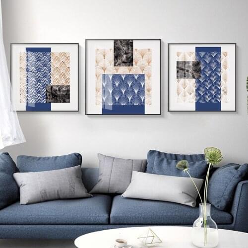 Abstract Particle Blue dots Canvas Painting Poster Print Modern Minimalist Wall Art Pictures For Living Room Bedroom home deco