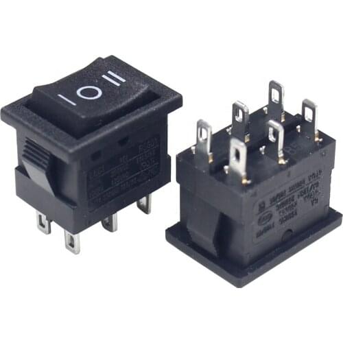 AC 6A/250V 10A/125V 6Pin DPDT ON-OFF-ON 3 Position Snap Boatlike Rocker Switch