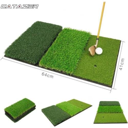 Golf Accessories Outdoor Golf Game Tee Hole Golf Training Aids Indoor Outdoor Portable Tri-Turf Golf Hitting Grass Golf Mats