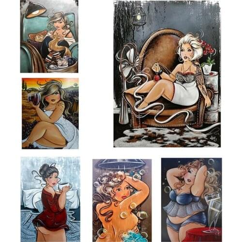 5D Square Diamond Painting Sexy Women life Cross Stitch Diamond Embroidery Fat Lady Full Round Diamond Mosaic Rhinestones