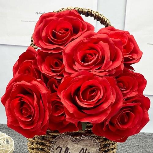 Floral Bride Bouquet Heads Rose Simulation Bouquets Artificial Fake Flowers Decoration Plant Christmas Wedding Props Carnation
