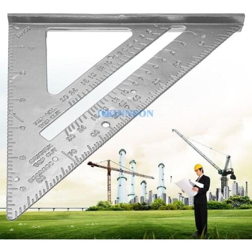DHL 100PCS 7" Alloy Speed Square Protractor Miter Framing Measurement Ruler For Carpenter