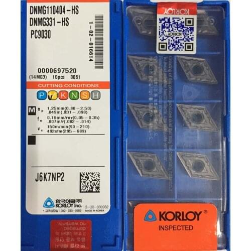 DNMG110404 DNMG110408 HS PC9030 100% original KORLOY Carbide insert Processing: stainless steel