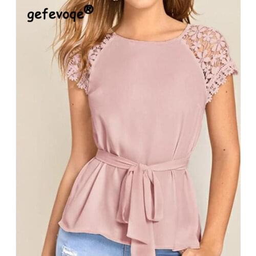 Gefevoqe Short Sleeve Blouses