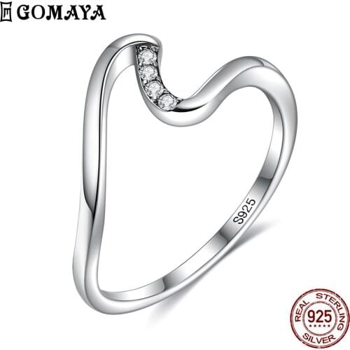 GOMAYA 925 Sterling Silver Rings For Women 5A Clear Cubic Zirconia Geometric Irregular Ring Anniversary Fine Jewelry Recommend