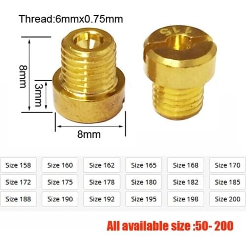 M6 Thread Carburetor Main Jet 6mm for DellOrto Piaggio POLINI Motoforce Carb NC Injector Nozzle Size 158-200