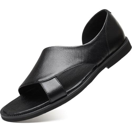 Classic Men Shoes Summer Mens Sandals Genuine Leather New Style Outdoor Walking Comfortable Soft Anti-Slippery Large Size 38-48