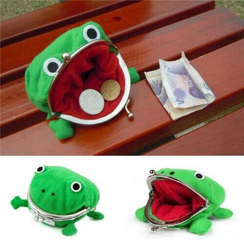 Cartoon Frog Coin Holder Purse Wallet Manga Shape Fluff Clutch Cosplay Green