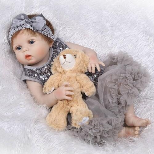 NPK 22' Newborn Dolls Lifelike Reborn Dolls Babies realista inteiro Silicone Vinyl Bebe gift reborn toddler girl l.o.l doll toys