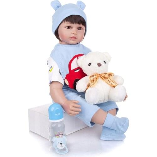 NPK 24 inch Reborn Baby Dolls 60 cm Silicone Vinyl bebe Reborn Toddler boy doll Lifelike play house toys bonecas
