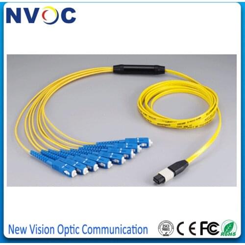 MPO/APC Male(Nissin)-8xSC 2.0mm Fanout Fiber Patch Cord for QSFP+SR,3.0mm 8C G657A1 Mini Yellow LSZH Round Cable,L:3M (2M+1M)
