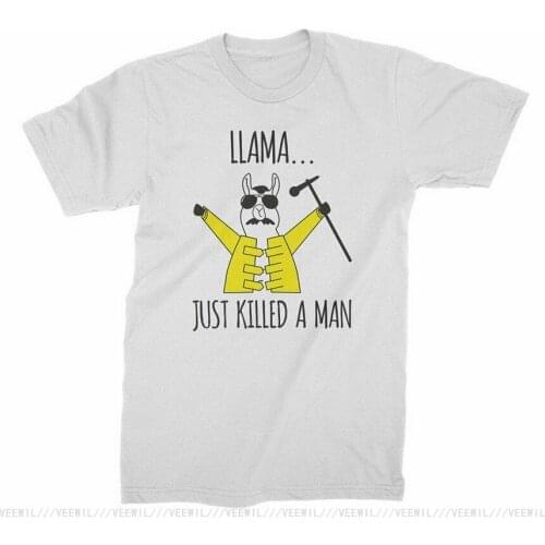 Llama Just Killed A Man Harajuku T Shirt Freddie Mercury Llama T-Shirt New Mens Spring Summer Dress Short Sleeve Casual