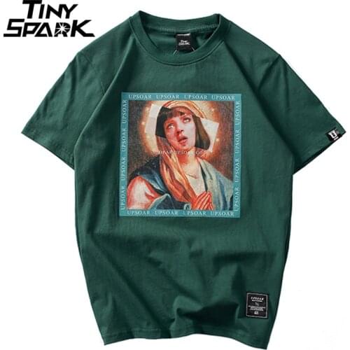 Virgin Mary Mens T-Shirts 2021 Funny Printed Short Sleeve Tshirts Summer Hip Hop T Shirt Streetwear Casual Cotton Tops Tees New