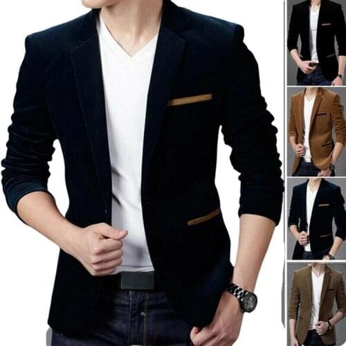 Men Blazer Brand Mens Masculine Blazers Men Casual Solid Color Male Thick Corduroy Casual Blazers